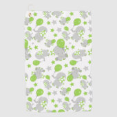 Patroon van olifanten, luifantennepalen - groen gr golfhanddoek (Voorkant)