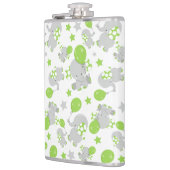 Patroon van olifanten, luifantennepalen - groen gr heupfles (Links)