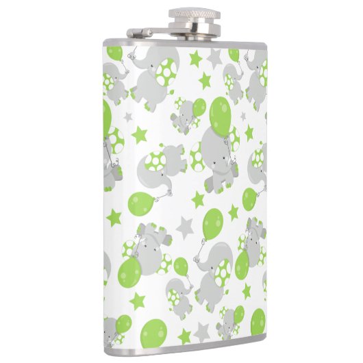 Patroon van olifanten, luifantennepalen - groen gr heupfles (Rechts)
