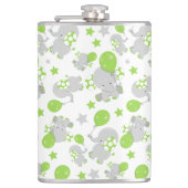 Patroon van olifanten, luifantennepalen - groen gr heupfles (Voorkant)