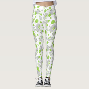 Patroon van olifanten, luifantennepalen - groen gr leggings