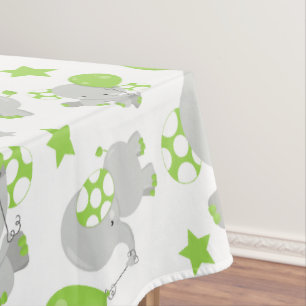 Patroon van olifanten, luifantennepalen - groen gr tafelkleed