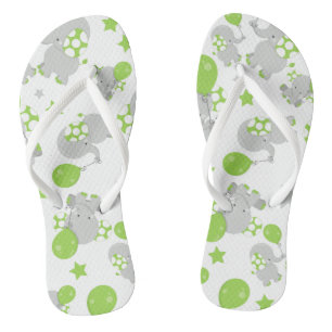 Patroon van olifanten, luifantennepalen - groen gr teenslippers