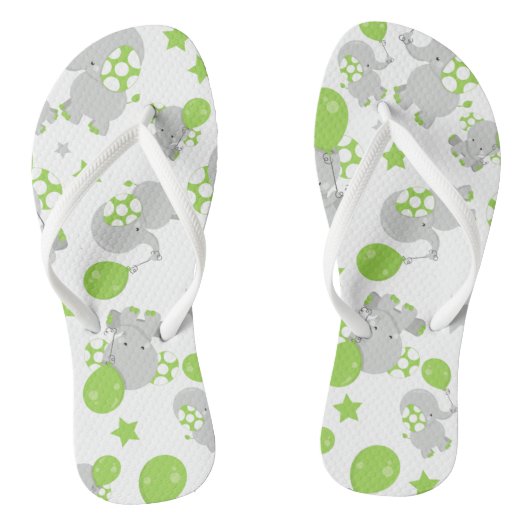 Patroon van olifanten, luifantennepalen - groen gr teenslippers (Voetbed)