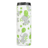Patroon van olifanten, luifantennepalen - groen gr thermosbeker (Achterkant)