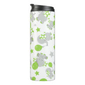Patroon van olifanten, luifantennepalen - groen gr thermosbeker (Geroteerd rechts)