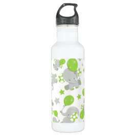 Patroon van olifanten, luifantennepalen - groen gr waterfles 