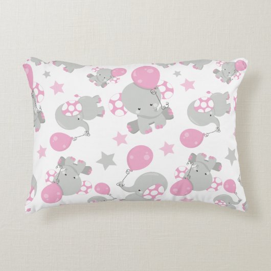 Patroon van olifanten, luifantennepalen - Roze gri Accent Kussen (Voorkant)