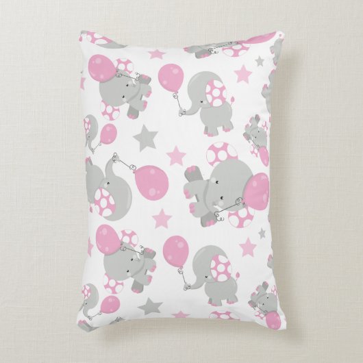 Patroon van olifanten, luifantennepalen - Roze gri Accent Kussen (Voorkant(Verticaal))
