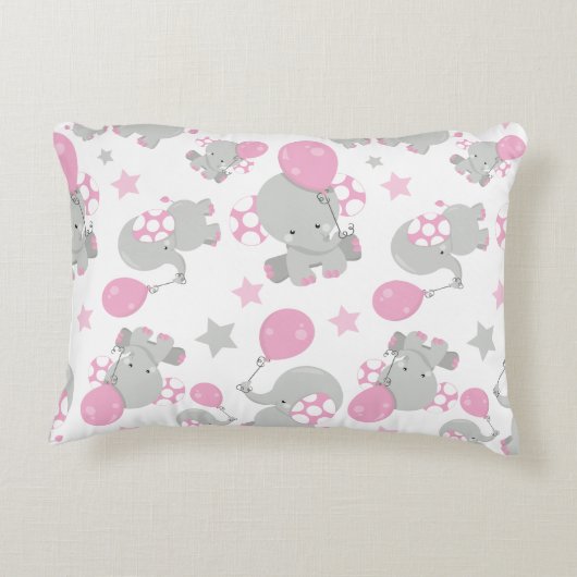 Patroon van olifanten, luifantennepalen - Roze gri Accent Kussen (Achterkant)