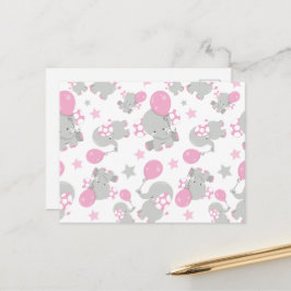 Patroon van olifanten, luifantennepalen - Roze gri Briefkaart