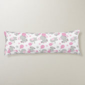 Patroon van olifanten, luifantennepalen - Roze gri Lichaamskussen (Achterkant)