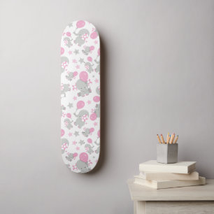 Patroon van olifanten, luifantennepalen - Roze gri Persoonlijk Skateboard