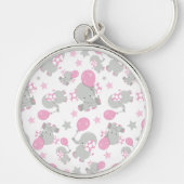 Patroon van olifanten, luifantennepalen - Roze gri Sleutelhanger (Voorkant)