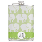 Patroon van olifanten, olifantenpatroon, monogram heupfles (Voorkant)