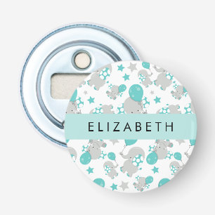 Patroon van olifanten, schattige olifanten, Jouw n Button Flesopener