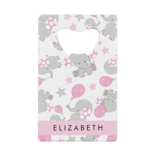 Patroon van olifanten, schattige olifanten, Jouw n Creditkaart Flessenopener