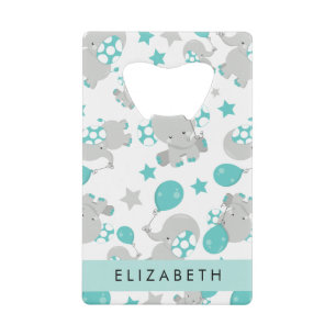 Patroon van olifanten, schattige olifanten, Jouw n Creditkaart Flessenopener