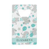 Patroon van olifanten, schattige olifanten, Jouw n Creditkaart Flessenopener (Achterkant)