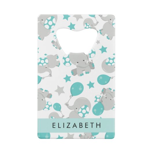 Patroon van olifanten, schattige olifanten, Jouw n Creditkaart Flessenopener (Achterkant)