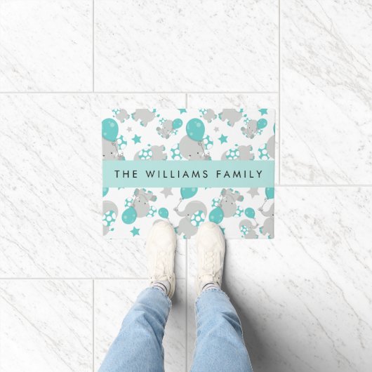 Patroon van olifanten, schattige olifanten, Jouw n Deurmat (Binnen)