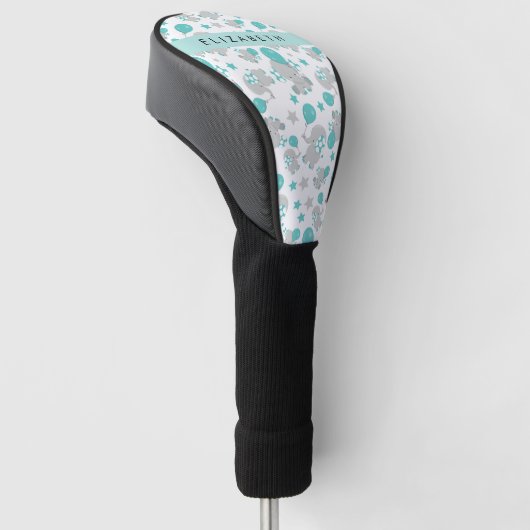 Patroon van olifanten, schattige olifanten, Jouw n Golfheadcover (Schuin)