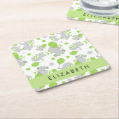 Patroon van olifanten, schattige olifanten, Jouw n Kartonnen Onderzetters (Schuin)