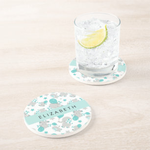 Patroon van olifanten, schattige olifanten, Jouw n Zandsteen Onderzetter