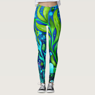 patroon van onderzeese zeeen planten leggings