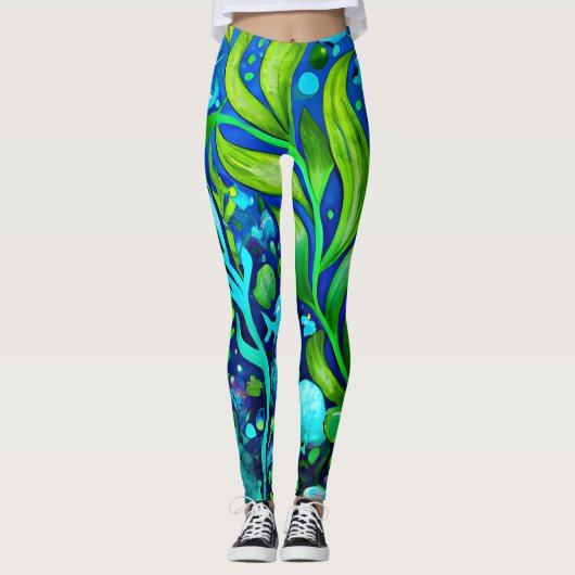 patroon van onderzeese zeeen planten leggings (Voorkant)