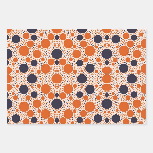 Patroon van oranje en blauwe cirkels inpakpapier vel (Voorkant 2)