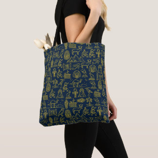 patroon van oude Egyptische letters wordt herhaald Tote Bag