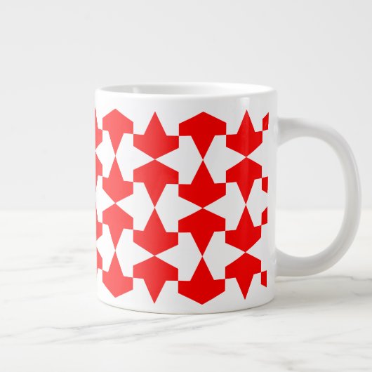 Patroon van oude rode en witte moslimzoogdieren grote koffiekop (Rechts)