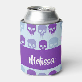 patroon van Paarse en blauwe smeltschedels Blikjeskoeler