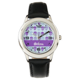 patroon van Paarse en blauwe smeltschedels Horloge