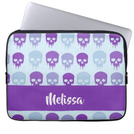 patroon van Paarse en blauwe smeltschedels Laptop Sleeve