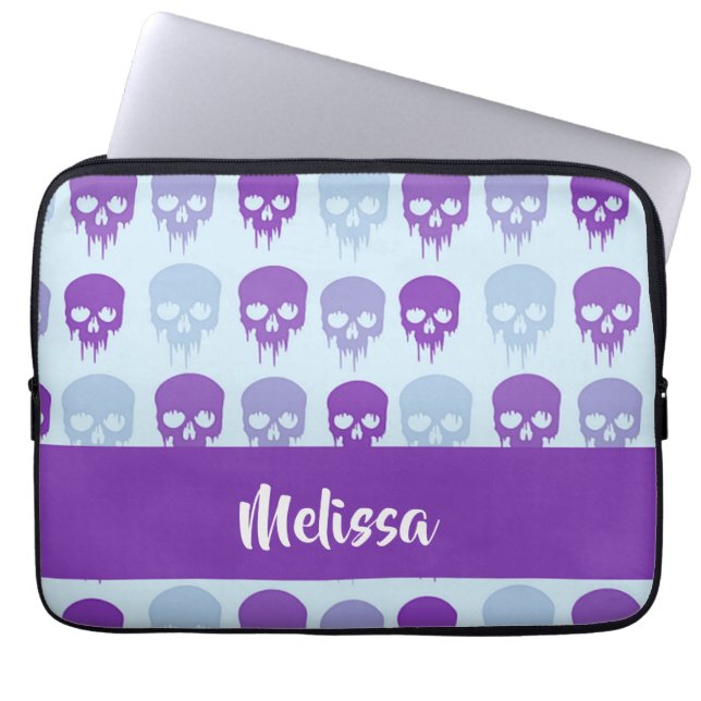 patroon van Paarse en blauwe smeltschedels Laptop Sleeve (Voorkant)