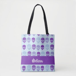 patroon van Paarse en blauwe smeltschedels Tote Bag