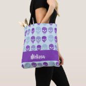 patroon van Paarse en blauwe smeltschedels Tote Bag (Dichtbij)