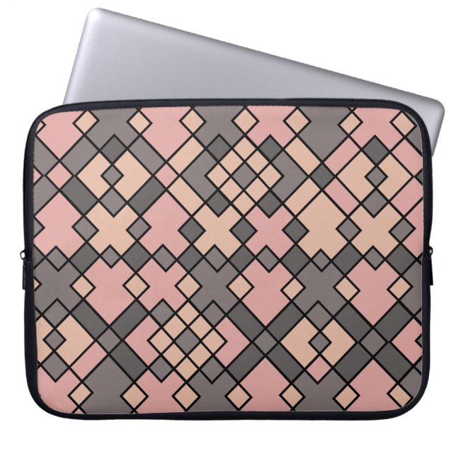 patroon van paarse girale rasters laptop sleeve (Voorkant)