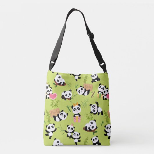Patroon van Panda 3 Crossbody Tas (Achterkant)
