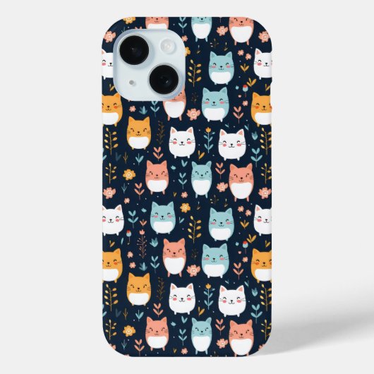 Patroon van pastelkatten Case-Mate iPhone case (Achterkant)