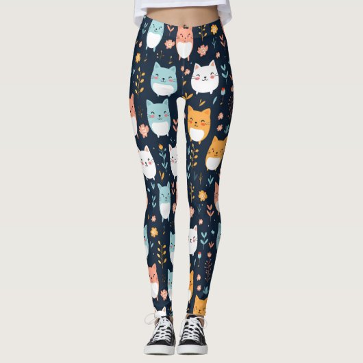 Patroon van pastelkatten leggings (Voorkant)
