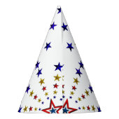Patroon van Patriotic Stars Party Pet Feesthoedjes (Achterkant)