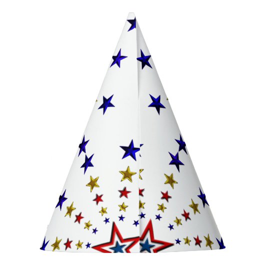 Patroon van Patriotic Stars Party Pet Feesthoedjes (Achterkant)