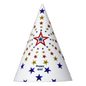 Patroon van Patriotic Stars Party Pet Feesthoedjes (Voorkant)