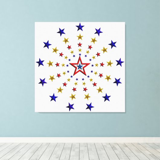Patroon van patriottische sterren canvas afdruk (Insitu (Houten vloer))