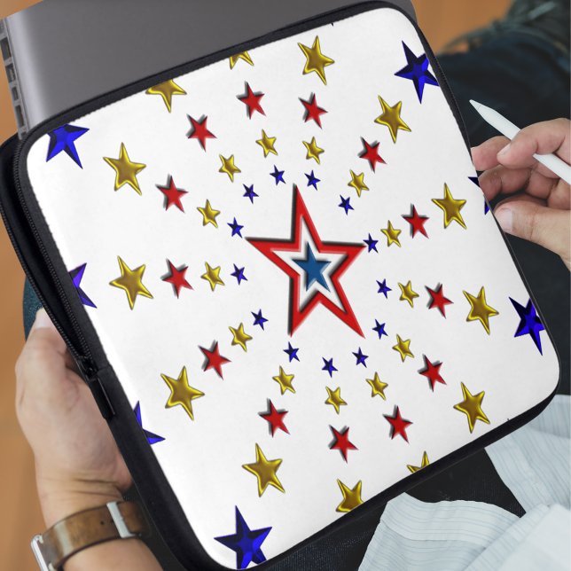 Patroon van patriottische sterren laptop sleeve (Pattern of Patriotic Stars Laptop Sleeve)