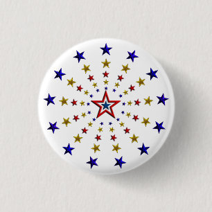 Patroon van patriottische sterren ronde button 3,2 cm