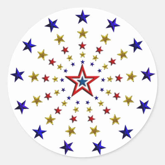 Patroon van patriottische sterren ronde sticker (Voorkant)